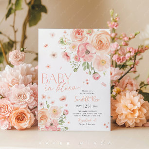 Baby in Bloom Floral Baby Shower Pink  Invitation