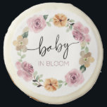 Baby In Bloom Floral Baby Shower  Sugar Cookie<br><div class="desc">“Baby in bloom” Celebrate the mom-to-be with this elegant floral design featuring a watercolor floral wreath with beautiful dusty pink and yellow flowers.</div>