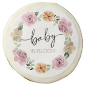 Baby In Bloom Floral Baby Shower Sugar Cookie (Front)