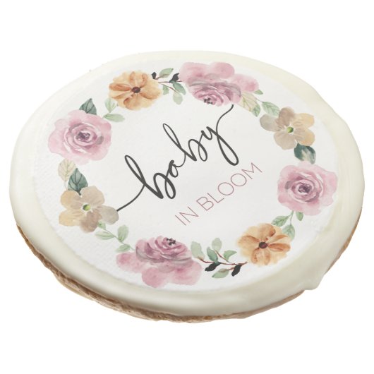 Baby In Bloom Floral Baby Shower Sugar Cookie (Angled)