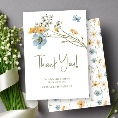 Baby In bloom floral baby shower thank you card