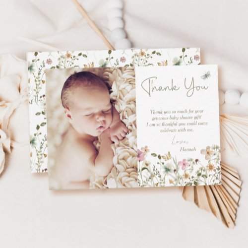 Baby in Bloom Floral Baby Shower  Thank You Card
