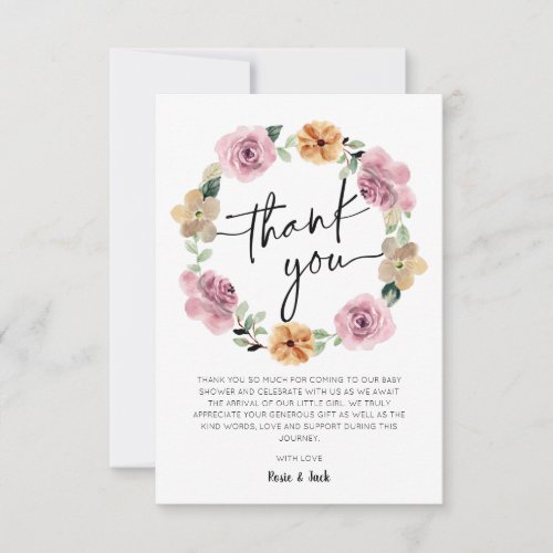 Baby In Bloom Floral Baby Shower Thank You Card
