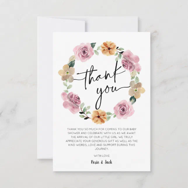 Baby In Bloom Floral Baby Shower Thank You Card | Zazzle