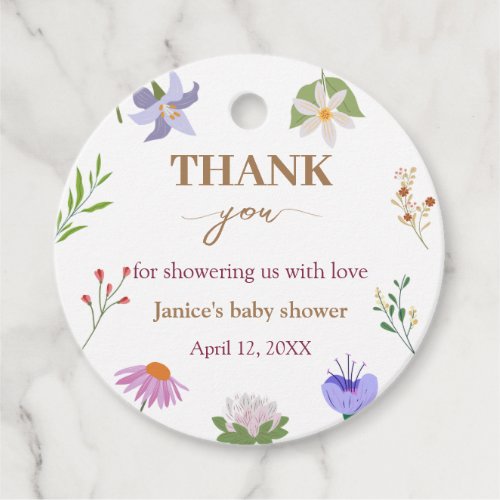 Baby in Bloom Floral Baby Shower Thank You Favor Tags