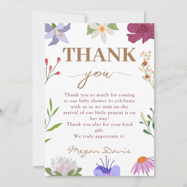 Baby in Bloom Floral Baby Shower Thank You Invitation (Front)