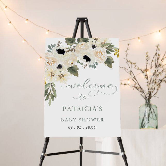 Baby in Bloom Floral Baby Shower Welcome Sign (In Situ (Stand))
