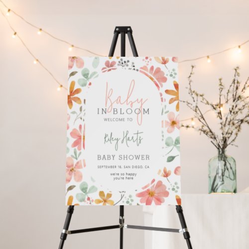 Baby In Bloom Floral Baby Shower Welcome Sign