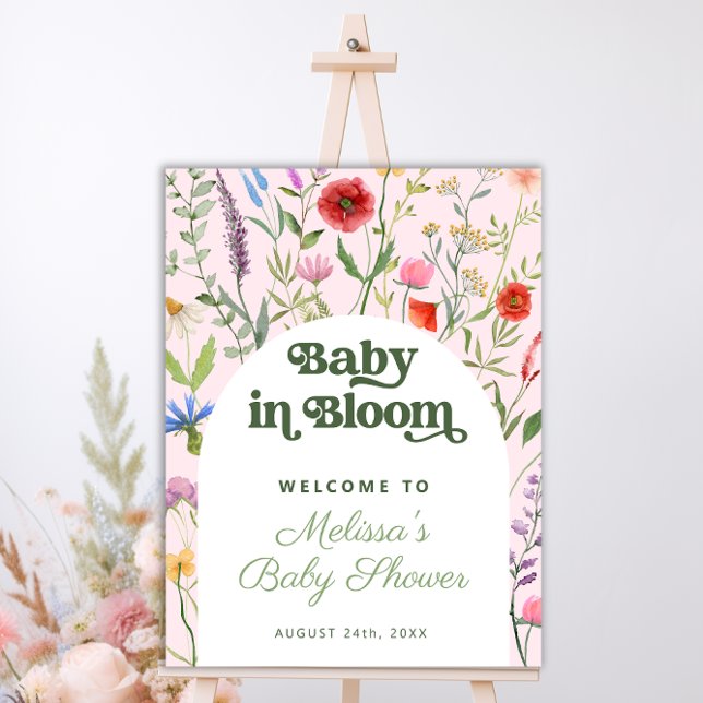 Baby in Bloom Floral Baby Shower Welcome Sign (Baby in Bloom Floral Baby Shower Welcome Sign)