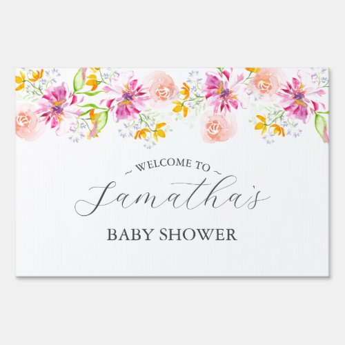 Baby in Bloom Floral Baby Shower Yard Sign