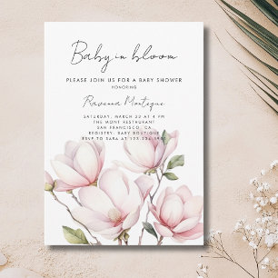 Baby in Bloom Floral Blush Magnolia Baby Shower Invitation