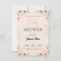 Baby In Bloom Floral Boho Baby Shower Invitation