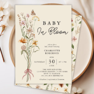 Baby In Bloom Floral Boho Baby Shower Invitation