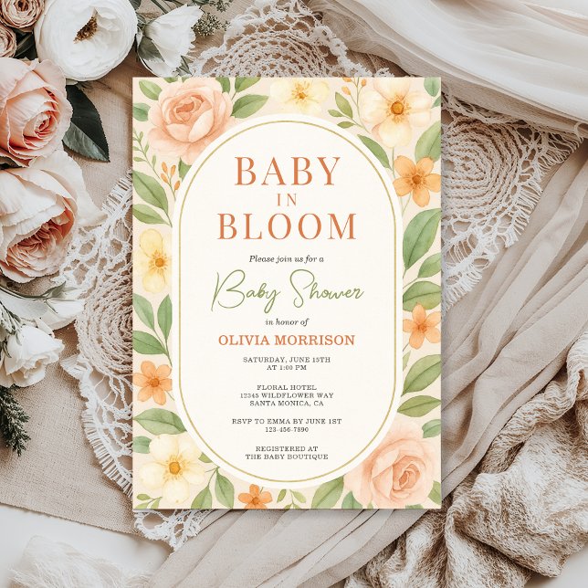 Baby in Bloom Floral Botanical Baby Shower Invitation (Creator Uploaded)