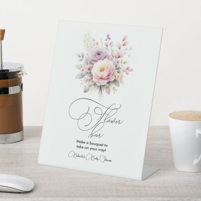 Baby in Bloom Floral Bouquet Pedestal Sign (In SItu)