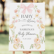 Baby In Bloom Floral Bow Baby Shower Welcome