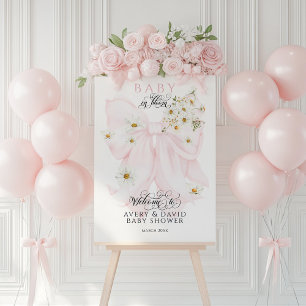 Baby in Bloom Floral Bow Daisy Girl Baby Shower Foam Board