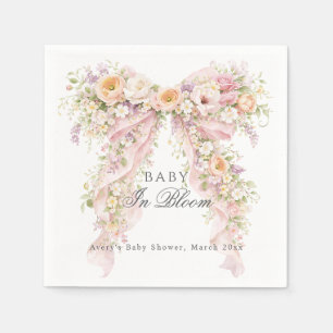 Baby in bloom Floral Bow Girl Baby Shower Napkins