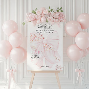 Baby in Bloom Floral Bow Spring Girl Baby Shower Foam Board