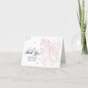 Baby in Bloom Floral Bow Spring Girl Baby Shower Thank You Card