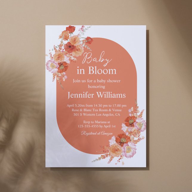 baby in bloom,floral brown boho baby shower arch invitation (Creator Uploaded)
