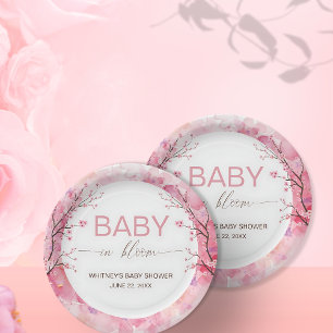 Baby in Bloom Floral Cherry Blossom Paper Plates
