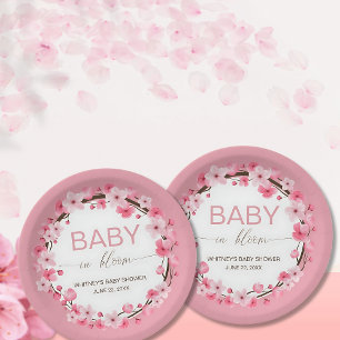 Baby in Bloom Floral Cherry Blossom Paper Plates