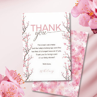 Baby in Bloom Floral Cherry Blossom Thank You Card