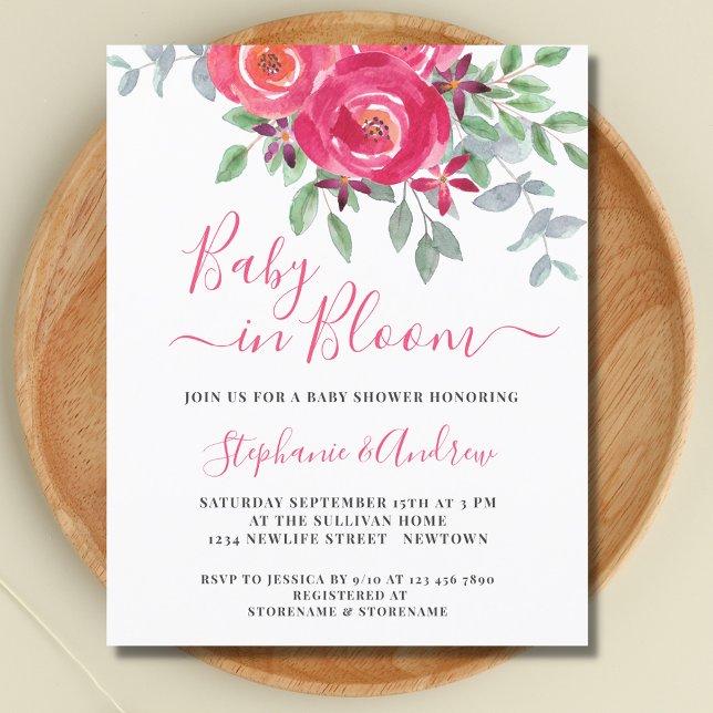Baby in Bloom Floral Couples Baby Shower Postcard (Creator Uploaded)