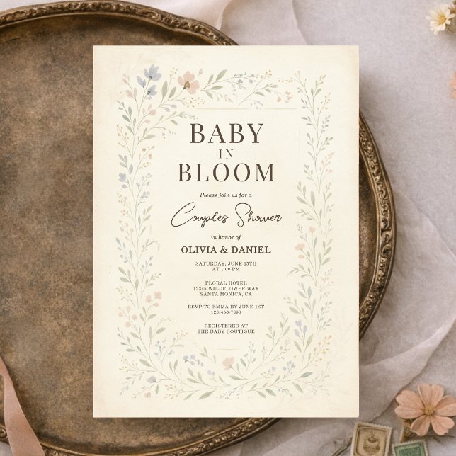 Baby in Bloom Floral Couples Shower Invitation (Creator Uploaded)