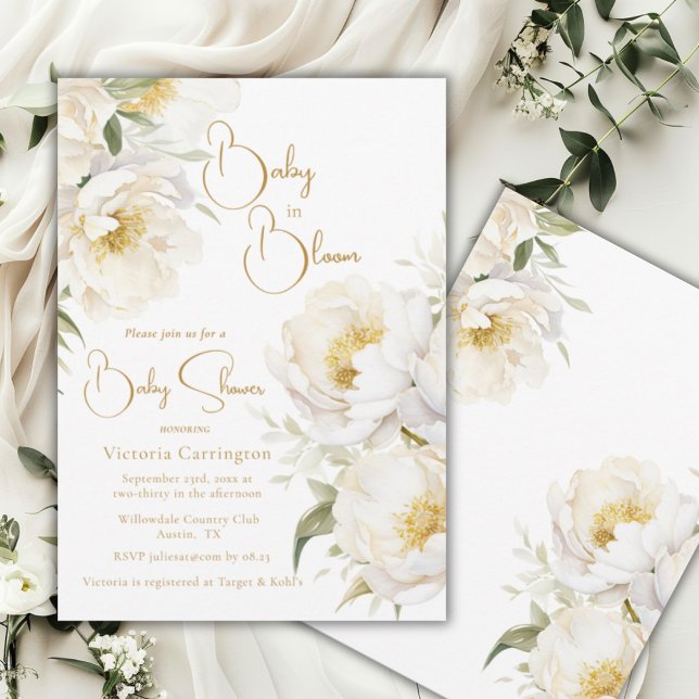 Baby in Bloom Floral Elegant Baby Shower Invitation (Creator Uploaded)