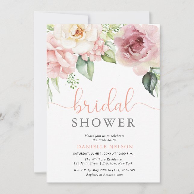 Baby in Bloom Floral Flowers Bridal Shower Invitation (Front)