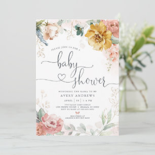 Baby In Bloom Floral Garden Baby Shower Invitation