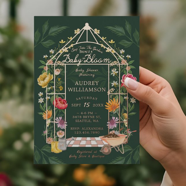 Baby in Bloom Floral Garden Greenhouse Baby Shower Foil Invitation (Baby in Bloom Floral Garden Greenhouse Baby Shower Foil Invitation)