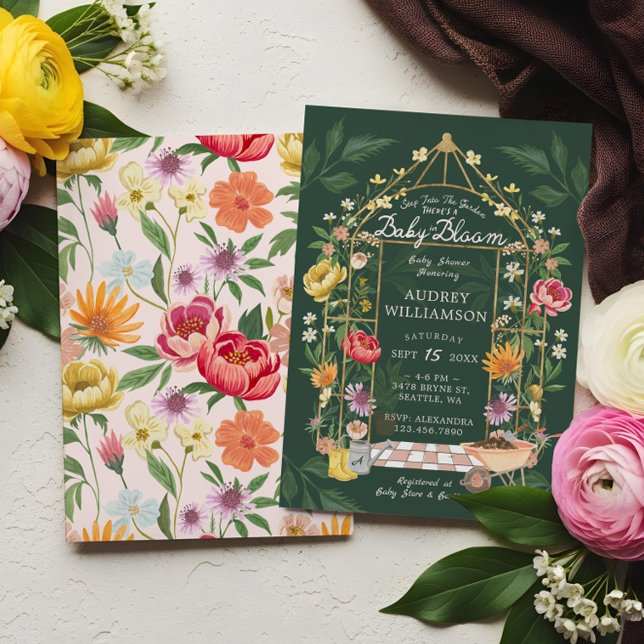 Baby in Bloom Floral Garden Greenhouse Baby Shower Invitation (Baby in Bloom Floral Garden Greenhouse Baby Shower Invitation)