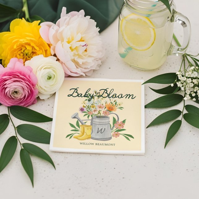 Baby in Bloom Floral Garden Rain Boots Baby Shower Napkins (Baby in Bloom Floral Garden Rain Boots Baby Shower Napkins)