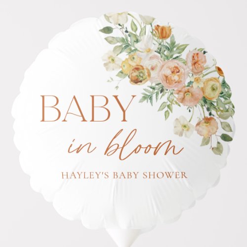 Baby In Bloom Floral Girl Baby Shower Balloon