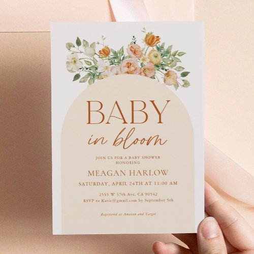 Baby In Bloom Floral Girl Baby Shower Invitation