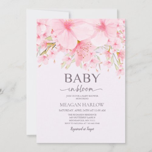 Baby In Bloom Floral Girl Baby Shower Invitation