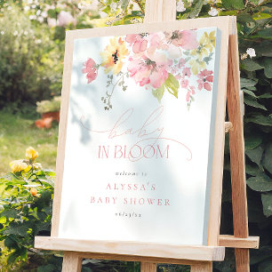 Baby in Bloom Floral Girl Baby Shower Welcome Sign