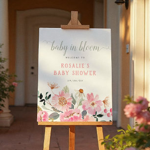 Baby in Bloom Floral Girl Baby Shower Welcome Sign