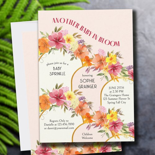 Baby in Bloom Floral Gold Arch Baby Sprinkle Invitation