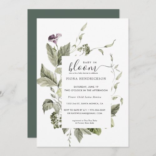 Baby in Bloom  Floral Greenery Baby Shower