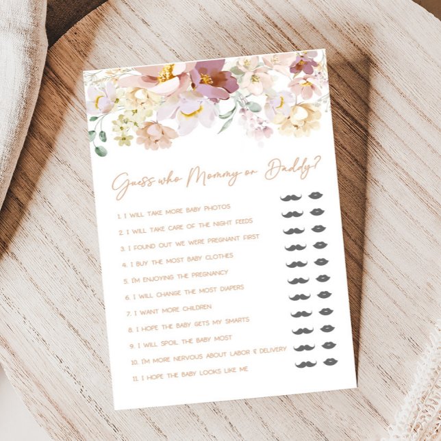 Baby in Bloom Floral Guess who Mommy or Daddy Game (Spring Wildflower Baby Shower Guess who Mommy or Daddy Game )