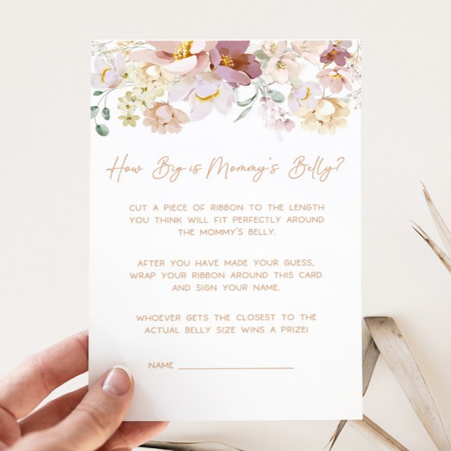 Baby in Bloom Floral How Big is Mommy's Belly Game (Spring Wildflower Baby Shower How Big is Mommy's Belly Game)