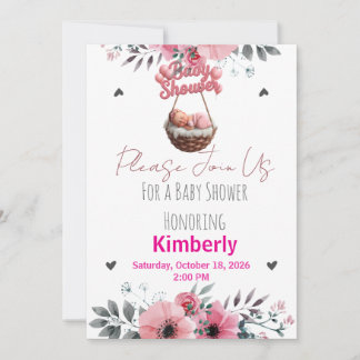Baby in Bloom floral lilies girl baby shower Invit Invitation