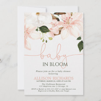 Baby in Bloom floral lilies girl baby shower Invitation