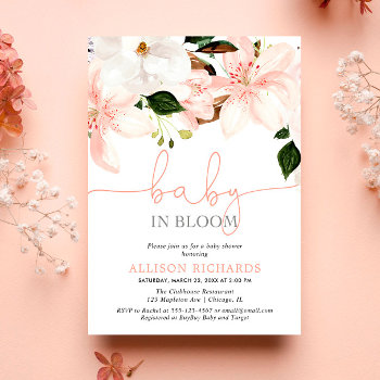 Baby In Bloom Floral Lilies Girl Baby Shower Invitation by StyleswithCharm at Zazzle