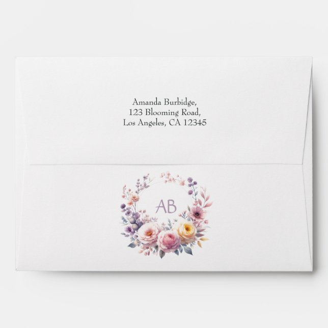 Baby in Bloom Floral Monogram Baby Shower Envelope (Back (Top Flap))