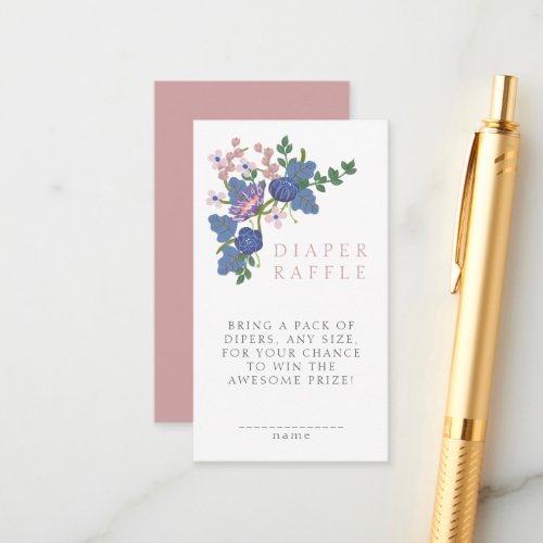 Baby In Bloom Floral Pink Baby Shower Diaper Raffl Enclosure Card